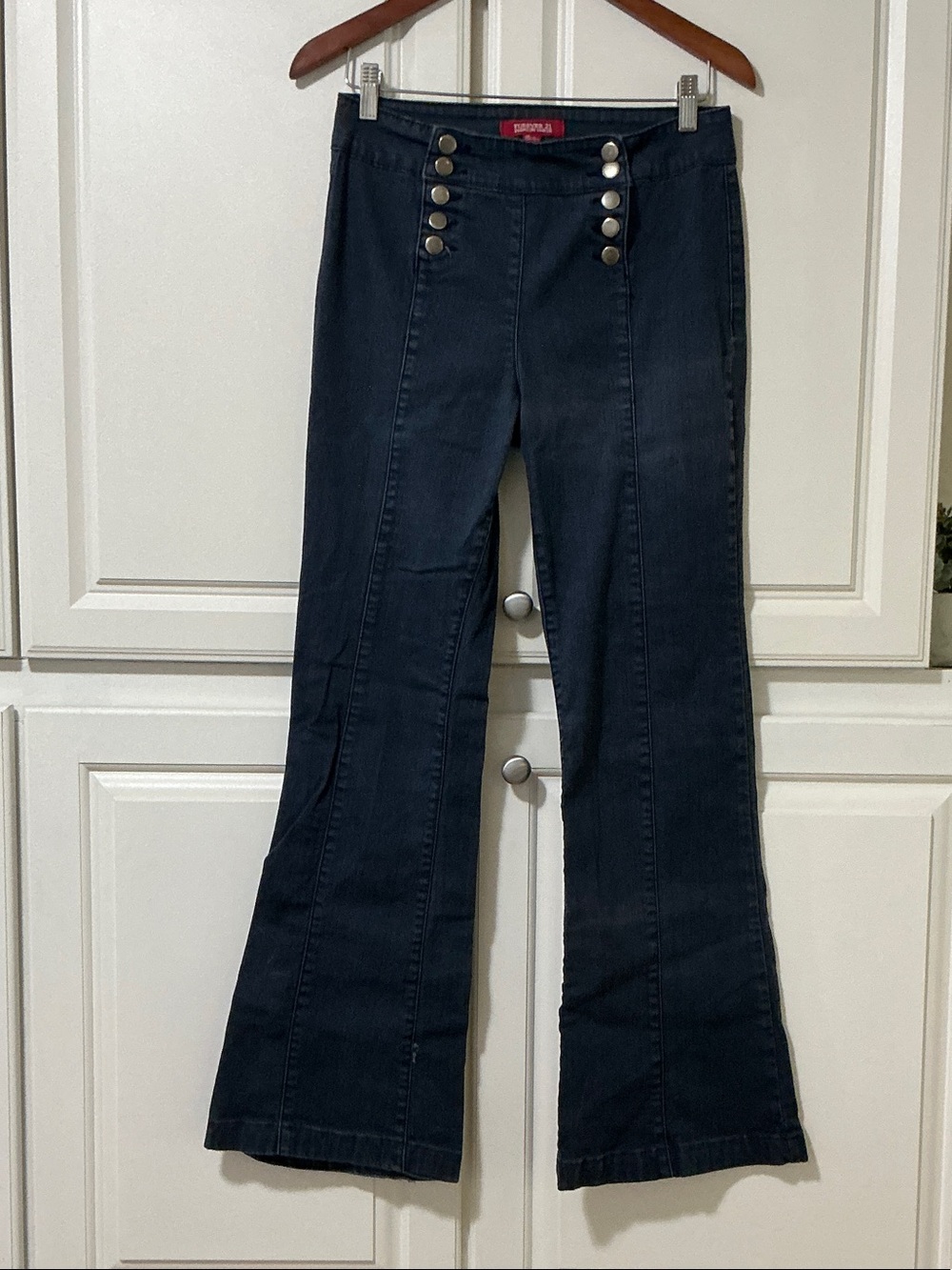Forever 21 Dark Navy Sailor Button Flare Jeans